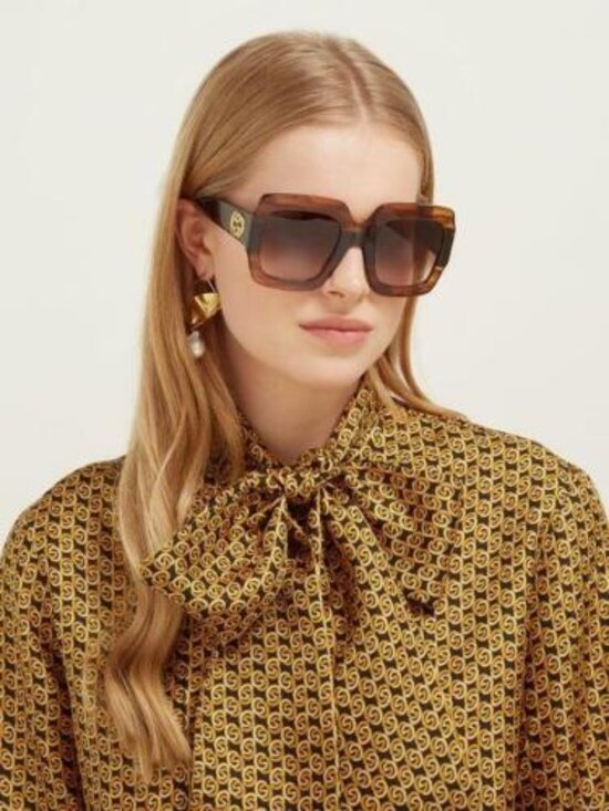 Gucci GG0178S 007 Women Square Sunglasses - Pink / Brown main image 7